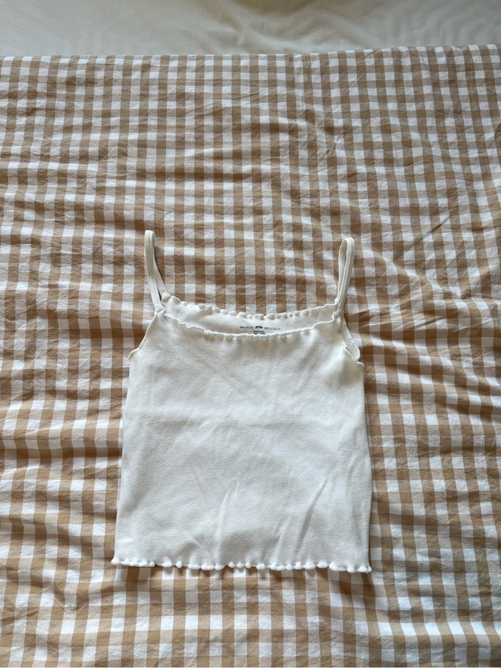 Brandy Melville White Ruffle-Trim Camisole
